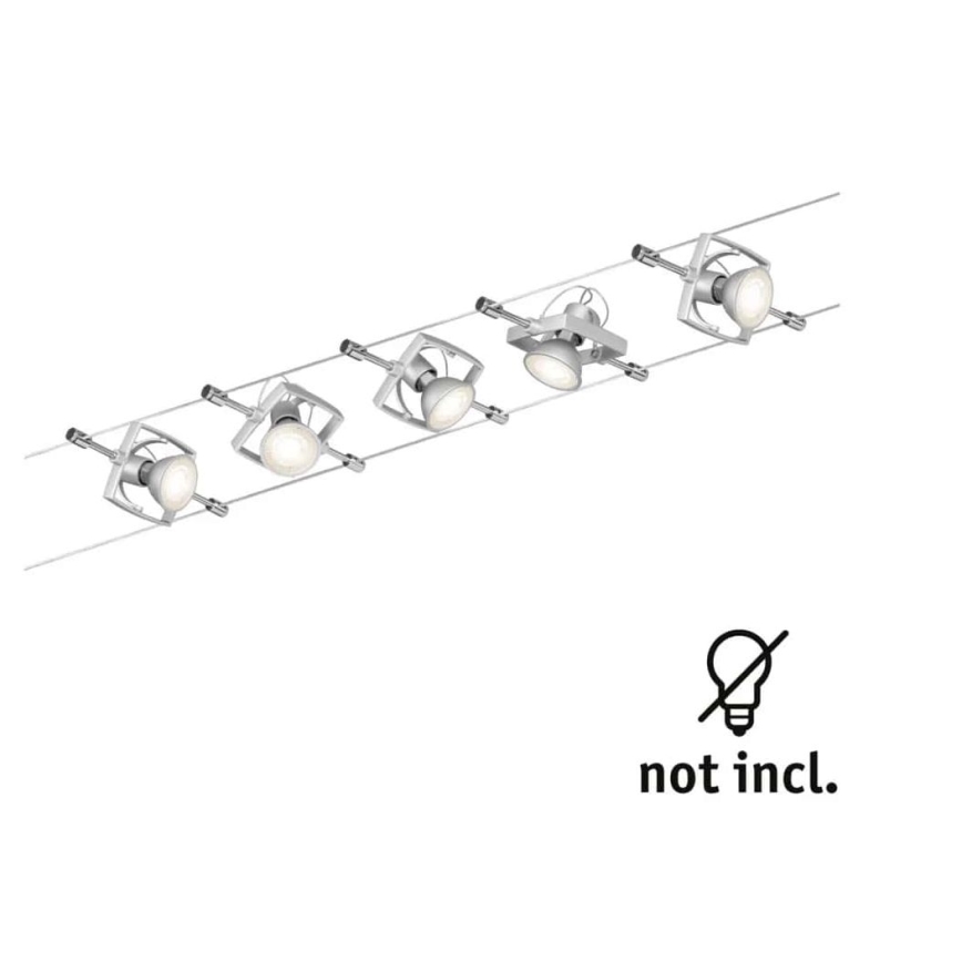 Paulmann 94133 - SET 5xGU5,3/10W Strahler für ein Seilsystem MAC 230V matt Chrom