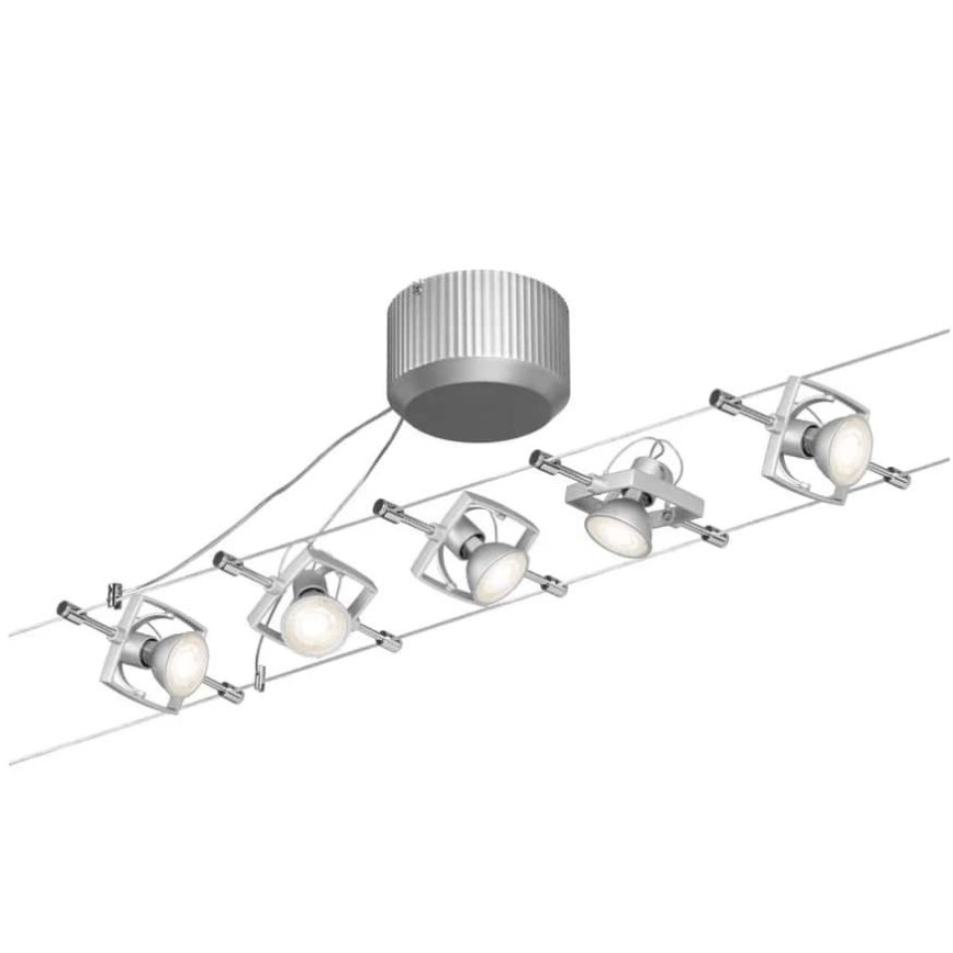 Paulmann 94133 - SET 5xGU5,3/10W Strahler für ein Seilsystem MAC 230V matt Chrom