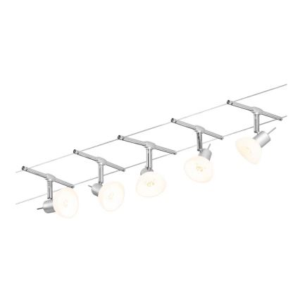 Paulmann 94136 - SET 5xGU5,3/10W komplettes Seilsystem SHEELA 230V glänzender Chrom