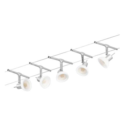 Paulmann 94136 - SET 5xGU5,3/10W komplettes Seilsystem SHEELA 230V glänzender Chrom