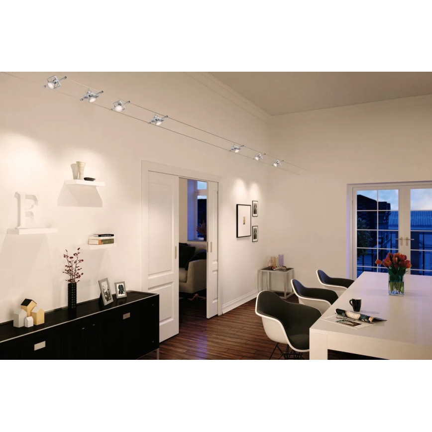 Paulmann 94152 - SET 7xGU5,3/10W Einbaustrahler für Seilsystem MAC 230V mattchrom