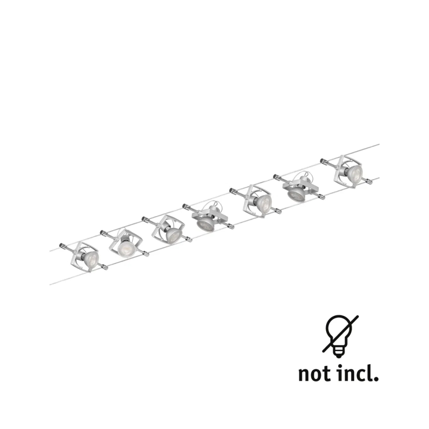 Paulmann 94152 - SET 7xGU5,3/10W Einbaustrahler für Seilsystem MAC 230V mattchrom