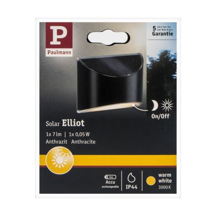 Paulmann 94233 - LED/0,05W IP44 Solar-Wandleuchte ELLIOT 1,2V 400 mAh