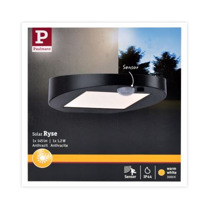 Paulmann 94246 - LED/1,2W IP44 Outdoor-Solarleuchte mit Sensor RYSE 3,7V 1800 mAh