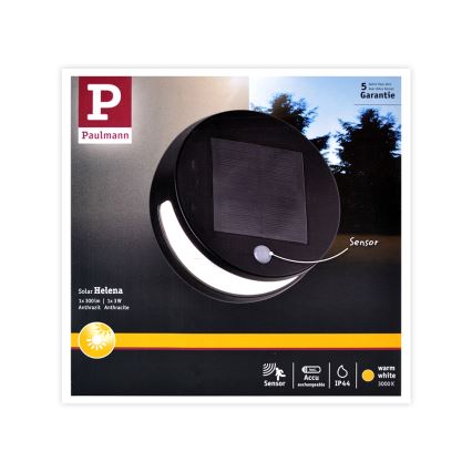 Paulmann 94265 - LED/3W IP44 Außen-Solarleuchte mit Sensor HELENA 3,7V 1800 mAh