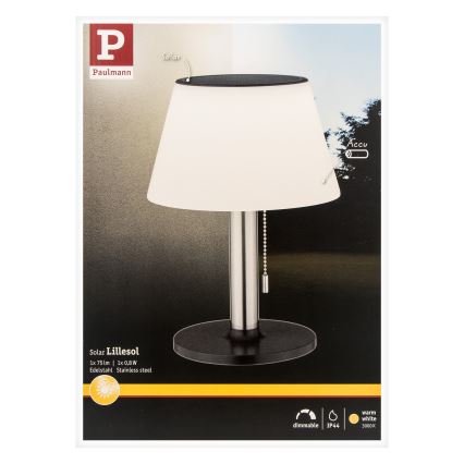 Paulmann 94309 – LED/0,8W IP44 Dimmbare Solarlampe LILLESOL 3,7V