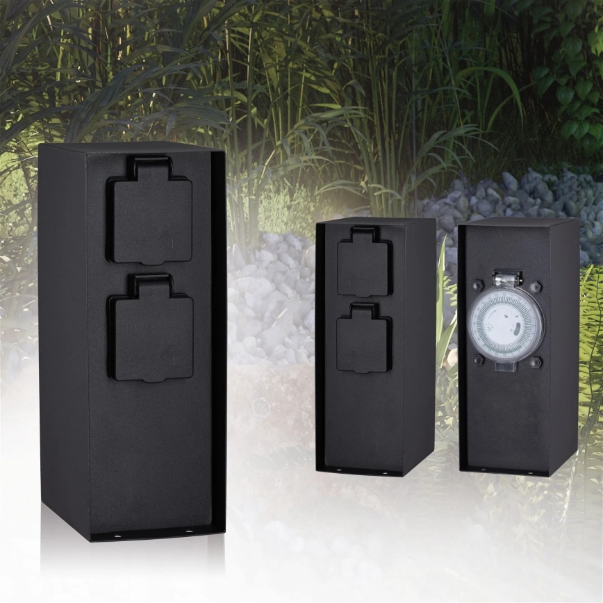 Paulmann 94314 - Outdoor-Steckdosensäule mit Timer 2Z SCHUKO