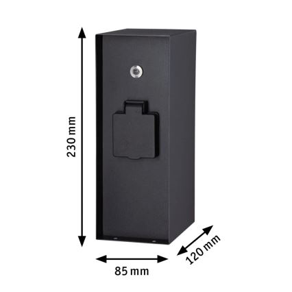 Paulmann 94315 -Outdoor-Steckdosensäule mit Dämmerungssensor RIO 3Z 230V IP44