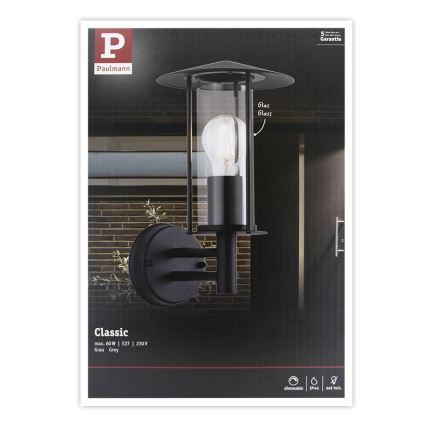 Paulmann 94398 - 1xE27/60W IP44 Außenwandleuchte CLASSIC 230V