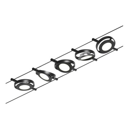 Paulmann 94418 - SET 5xLED/4,5W Einbauleuchte für Seilsystem ROUNDMAC 230V schwarz