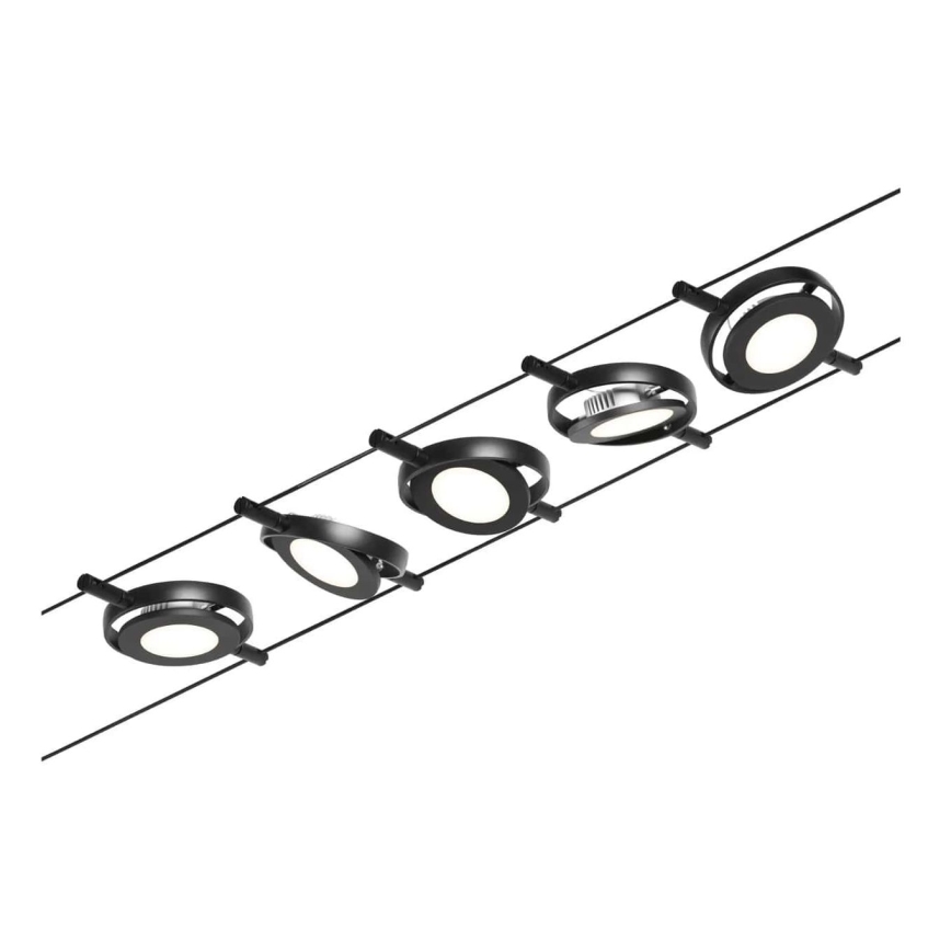 Paulmann 94418 - SET 5xLED/4,5W Einbauleuchte für Seilsystem ROUNDMAC 230V schwarz