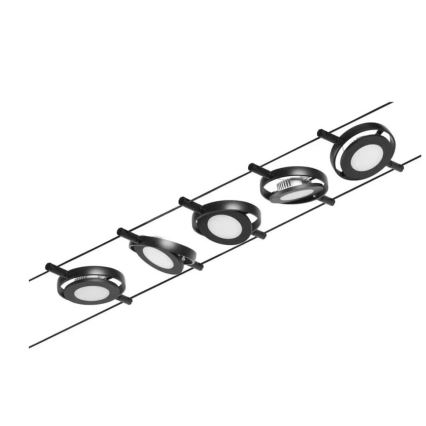 Paulmann 94418 - SET 5xLED/4,5W Einbauleuchte für Seilsystem ROUNDMAC 230V schwarz