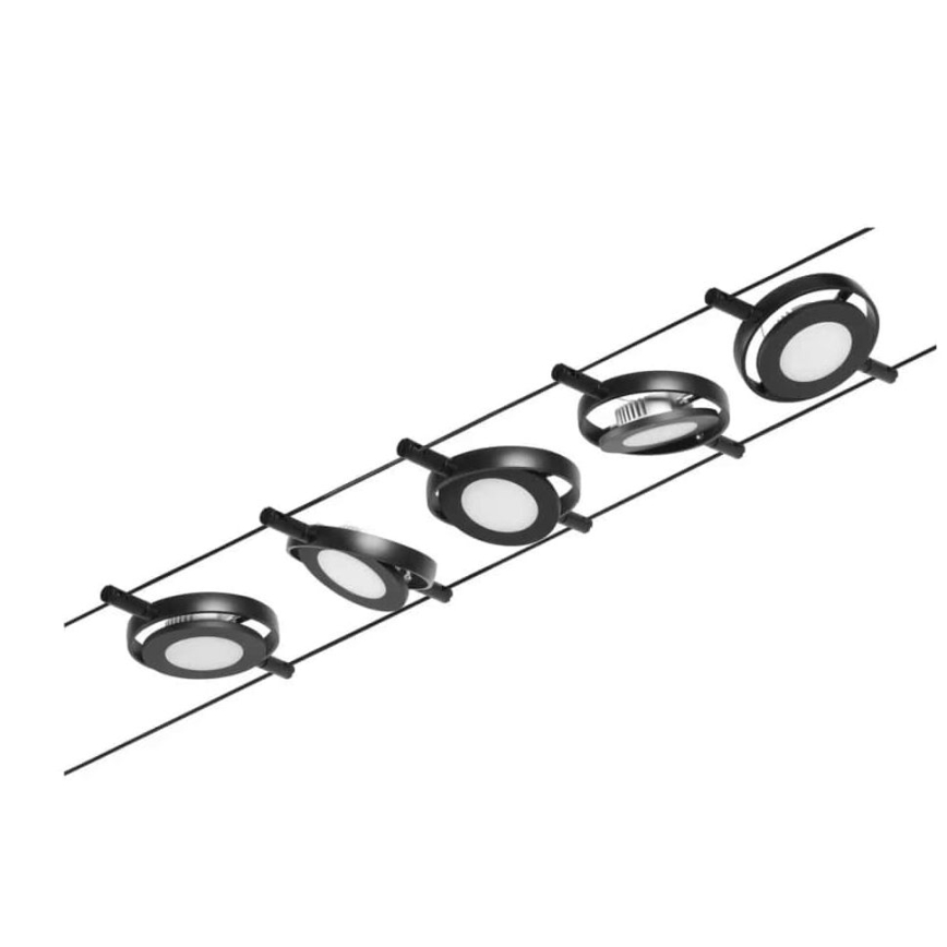 Paulmann 94418 - SET 5xLED/4,5W Einbauleuchte für Seilsystem ROUNDMAC 230V schwarz