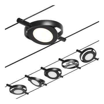Paulmann 94418 - SET 5xLED/4,5W Einbauleuchte für Seilsystem ROUNDMAC 230V schwarz