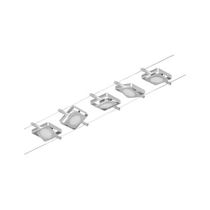 Paulmann 94420 - SET 5xLED/4,5W Komplettes Seilsystem MAC 230V mattchrom