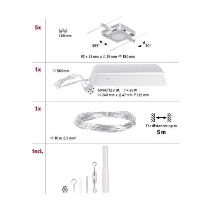 Paulmann 94420 - SET 5xLED/4,5W Strahler für Schienensystem MAC 230V mattes Chrom