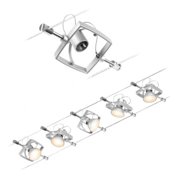 Paulmann 94430 - SET 5xGU5,3/10W Einbaustrahler für Seilsystem MAC 230V mattchrom