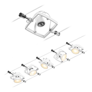 Paulmann 94432 - SET 5xGU5,3/10W Komplettes Seilsystem MAC 230V weiß