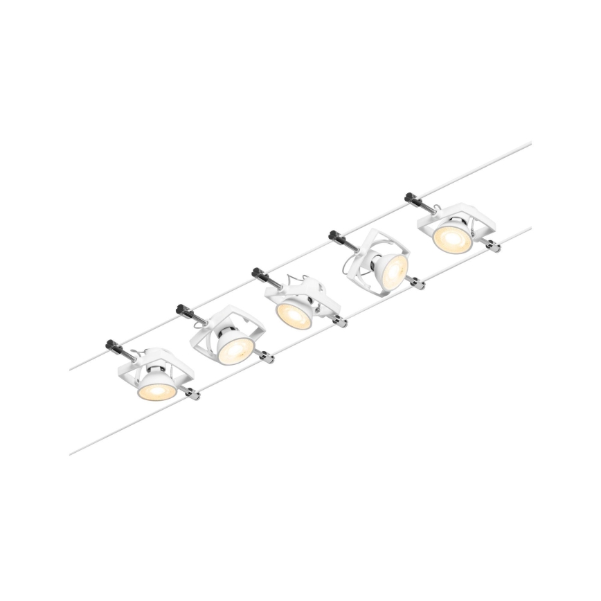 Paulmann 94432 - SET 5xGU5,3/10W Komplettes Seilsystem MAC 230V weiß