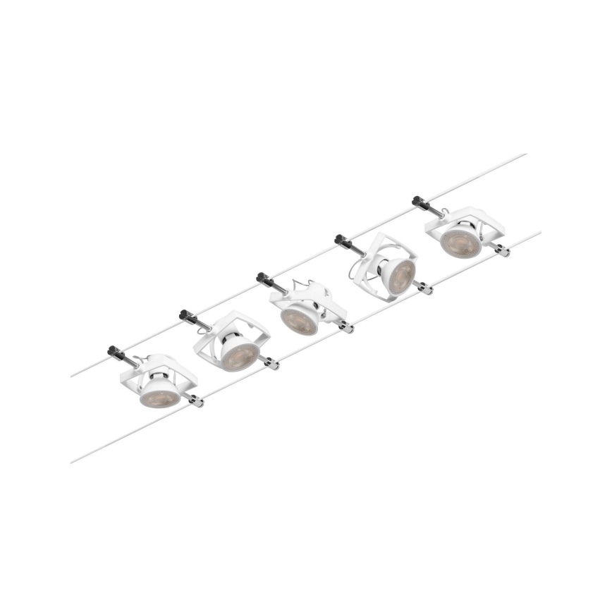 Paulmann 94432 - SET 5xGU5,3/10W Komplettes Seilsystem MAC 230V weiß