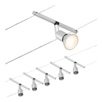 Paulmann 94442 - Set 5xGU5,3/10W Komplettes Seilsystem SALT 230V mattchrom