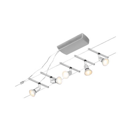Paulmann 94442 - Set 5xGU5,3/10W Komplettes Seilsystem SALT 230V mattchrom