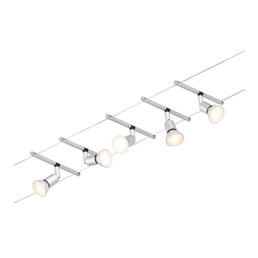 Paulmann 94442 - Set 5xGU5,3/10W Komplettes Seilsystem SALT 230V mattchrom