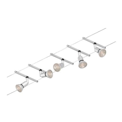 Paulmann 94442 - Set 5xGU5,3/10W Komplettes Seilsystem SALT 230V mattchrom