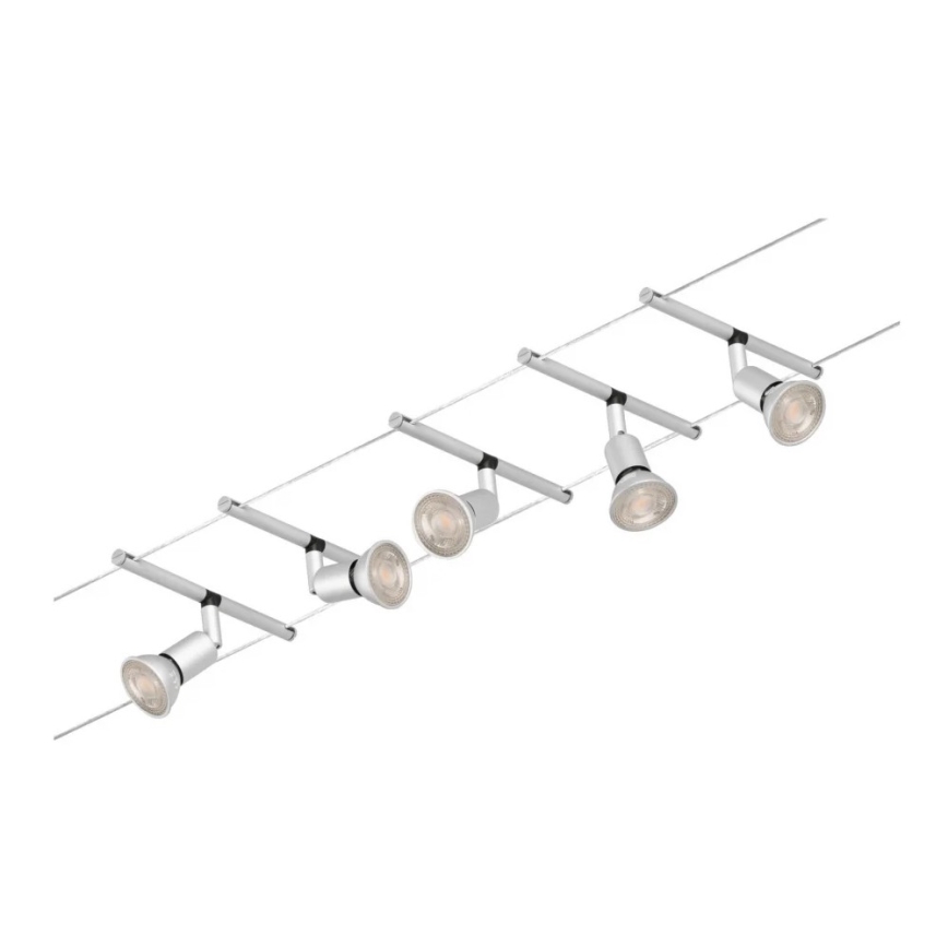 Paulmann 94442 - Set 5xGU5,3/10W Komplettes Seilsystem SALT 230V mattchrom