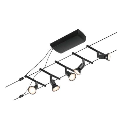 Paulmann 94446 - SET 5xGU5,3/10W Komplettes Seilsystem SALT 230V schwarz