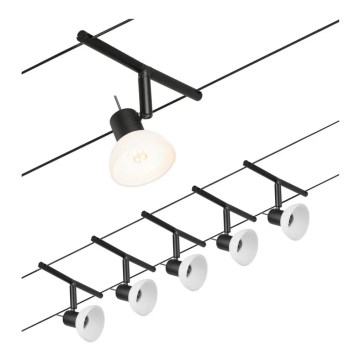 Paulmann 94450 - SET 5xGU5,3/10W Einbaustrahler für Seilsystem SHEELA 230V schwarz