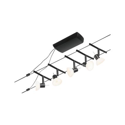 Paulmann 94450 - SET 5xGU5,3/10W Komplettes Seilsystem SHEELA 230V schwarz