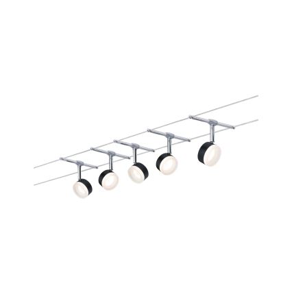 Paulmann 94457 - SET 5xLED/4W Spot für Seilsystem CLEAR 230V schwarz/glänzender Chrom