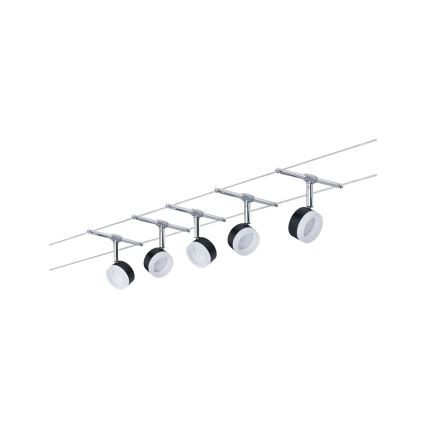 Paulmann 94457 - SET 5xLED/4W Spot für Seilsystem CLEAR 230V schwarz/glänzender Chrom