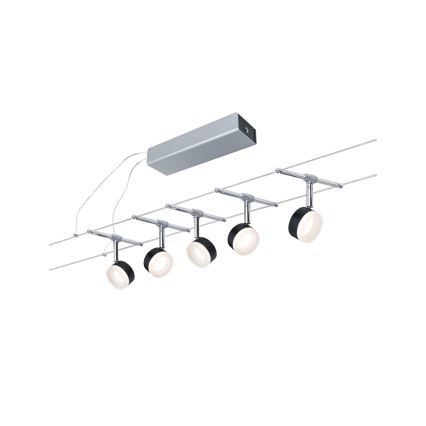 Paulmann 94457 - SET 5xLED/4W Spot für Seilsystem CLEAR 230V schwarz/glänzender Chrom