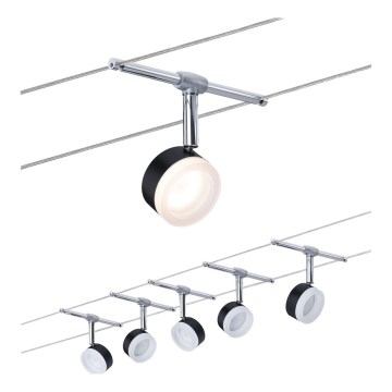 Paulmann 94457 - Set 5xLED/4W Komplettes Seilsystem CLEAR 230V schwarz/hochglanzchrom