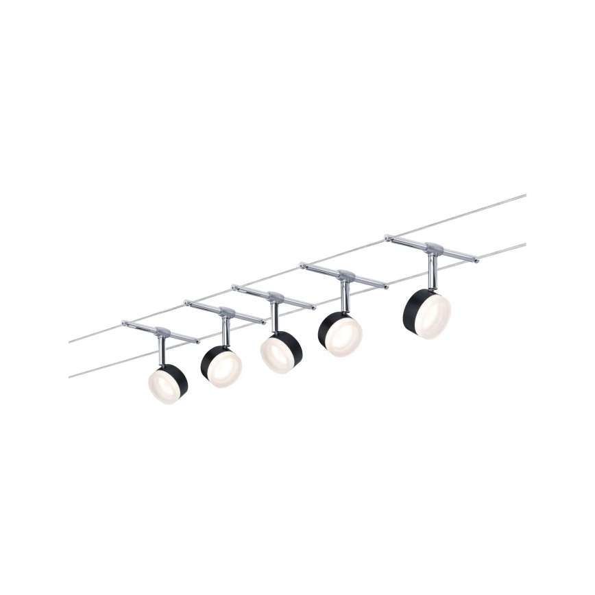Paulmann 94457 - Set 5xLED/4W Komplettes Seilsystem CLEAR 230V schwarz/hochglanzchrom