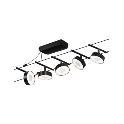 Paulmann 94479 - Set 5xLED/5W Komplettes Seilsystem CIRCLE 230V schwarz