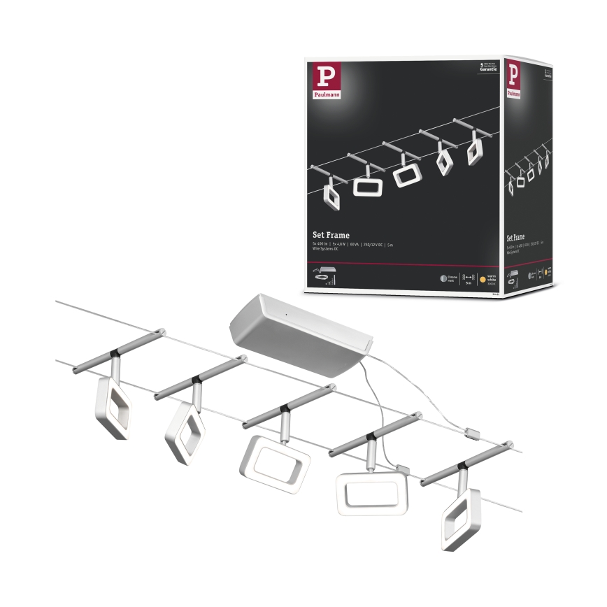 Paulmann 94481 - SET 5xLED/4,8W Spot für Seilsystem FRAME 230V schwarz