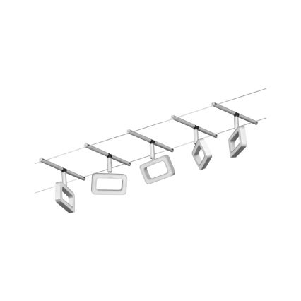 Paulmann 94481 - SET 5xLED/4,8W Komplettes Seilsystem FRAME 230V mattchrom