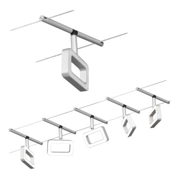 Paulmann 94481 - SET 5xLED/4,8W Komplettes Seilsystem FRAME 230V mattchrom