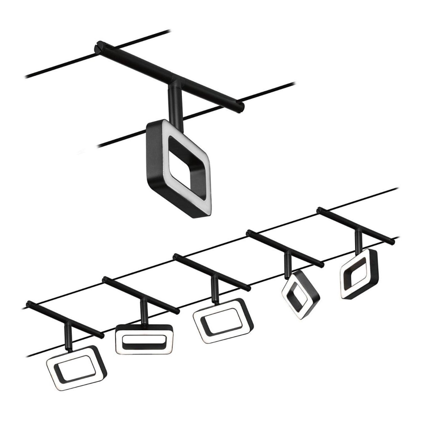 Paulmann 94485 - SET 5xLED/4,8W Komplettes Seilsystem FRAME 230V schwarz