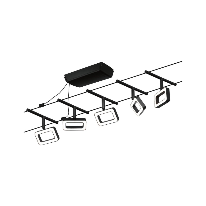 Paulmann 94485 - SET 5xLED/4,8W Komplettes Seilsystem FRAME 230V schwarz