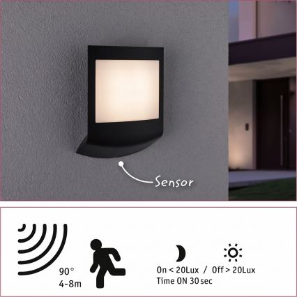 Paulmann 94513 - RGBW LED/8,2W IP44 dimmbare Außenwandleuchte mit Bewegungs- und Dämmerungssensor PADEA 230V anthrazit
