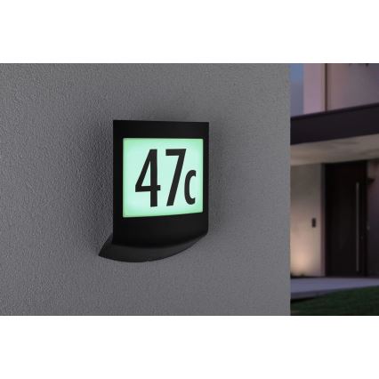 Paulmann 94513 - RGBW LED/8,2W IP44 Dimmbare Hausnummernleuchte mit Bewegungs- und Dämmerungssensor PADEA 230V Anthrazit