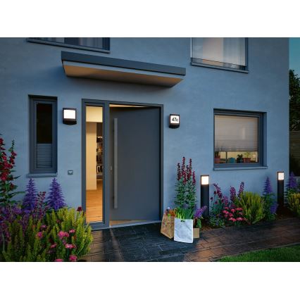 Paulmann 94514 - LED/8,5W IP44 Dimmbares Hausnummernschild mit Bewegungs- und Dämmerungssensor PADEA 230V anthrazit
