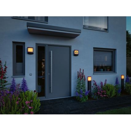 Paulmann 94515 - LED/8,5W IP44 dimmbares Hausnummernschild mit Bewegungs- und Dämmerungssensor PADEA 230V anthrazit