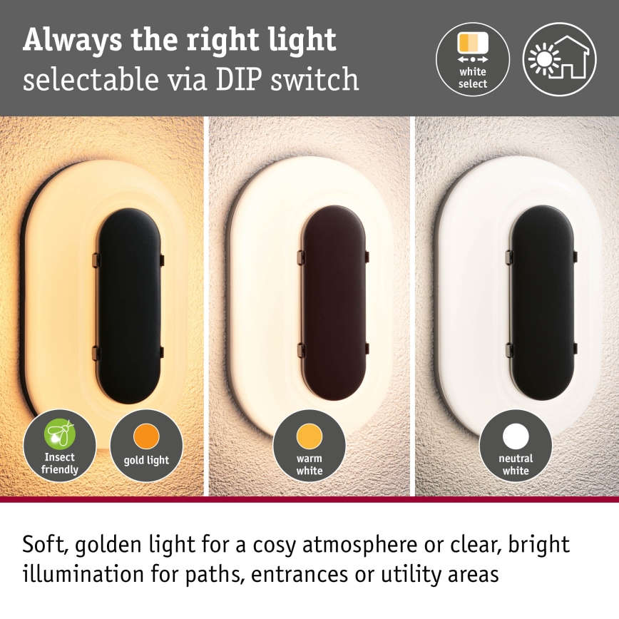 Paulmann 94957 - LED/18,5W IP65 dimmbare Außenwandleuchte ELUNOR 230V 2200/3000/4000K anthrazit