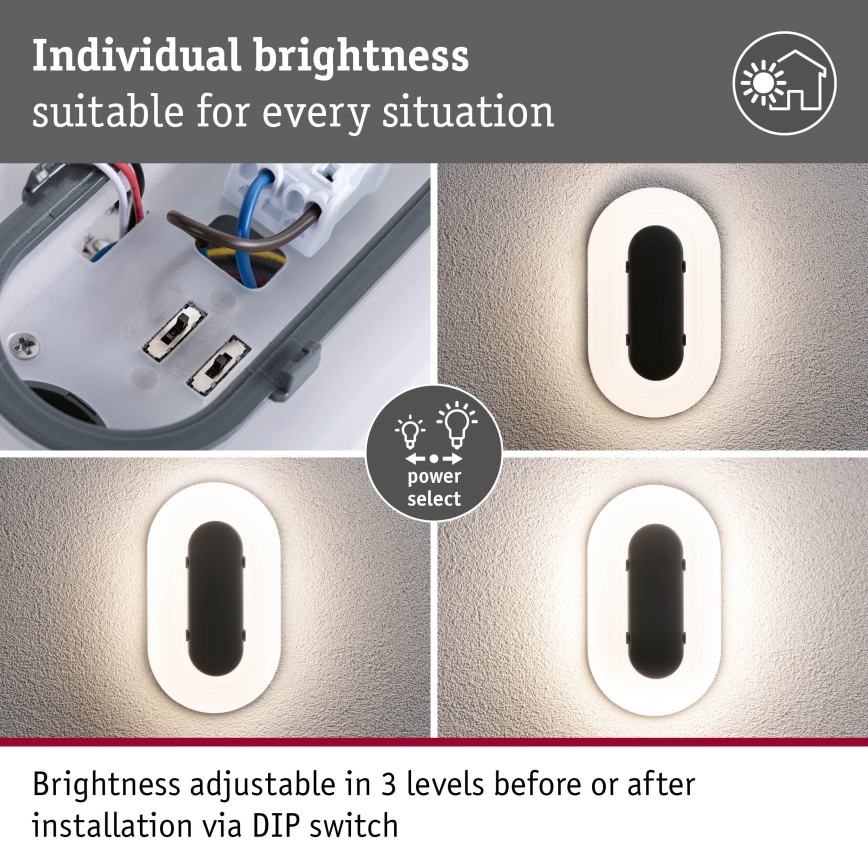 Paulmann 94957 - LED/18,5W IP65 dimmbare Außenwandleuchte ELUNOR 230V 2200/3000/4000K anthrazit