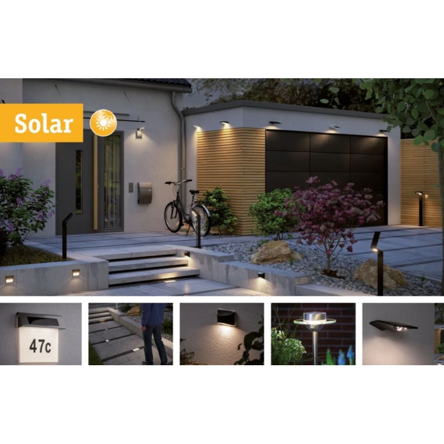 Paulmann 95393 - LED/4W IP44 Dimmbares solarbetriebenes Wandleuchte mit Sensor SOLVEIG 3,7V 2000 mAh